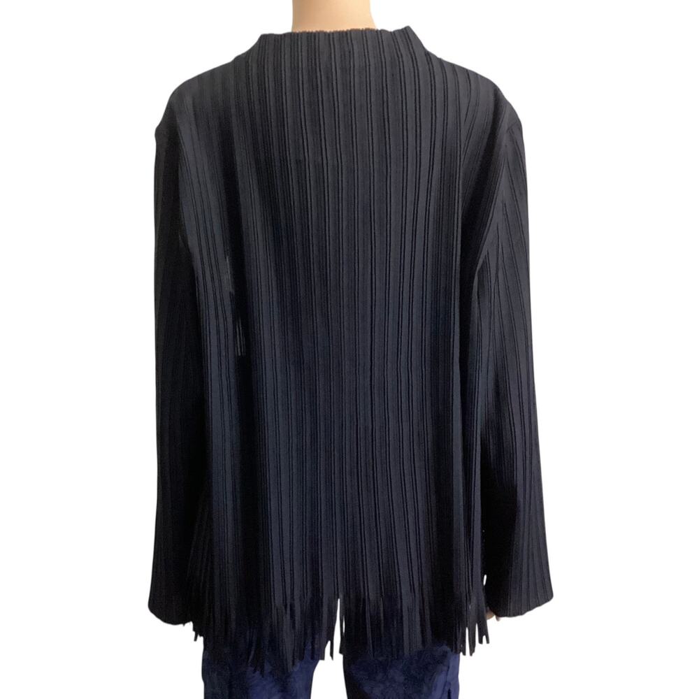 Chico's Travelers Collection Fringe Pleated Jacket black - Picture 3 of 6